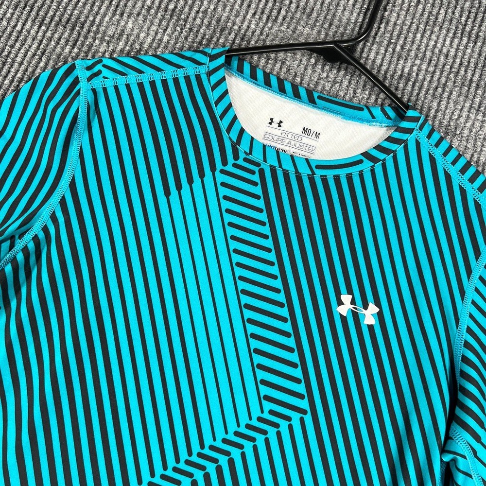 Under Armour ColdGear Fitted Womens Medium Green Geometric Long Sleeve Active